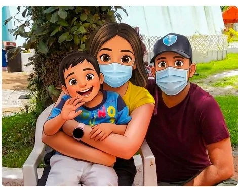 Madrina abrazando a un niño del Hogar